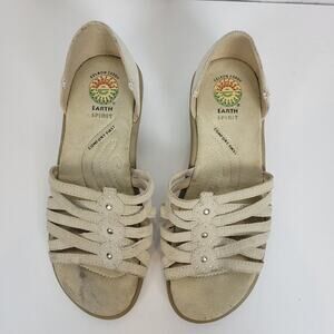 Earth Spirit Womens Shoes Size 8.5 Cream Leather Open To0e Slip On
